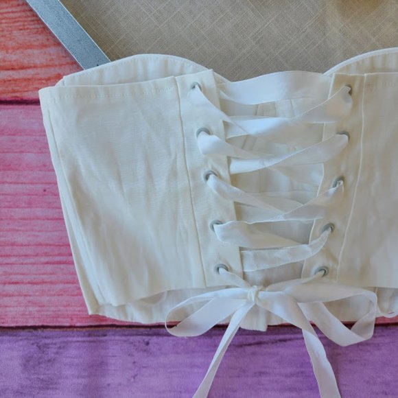 Princess Polly White Endless Love Corset Bustier Strapless Lace Up Crop Top 4US - Picture 11 of 12